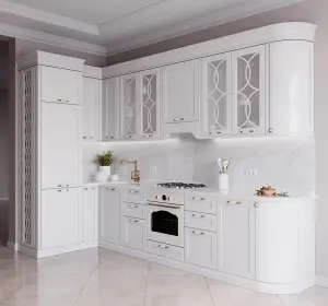 Bucătărie în stil clasic din MDF vopsit „Carrara“