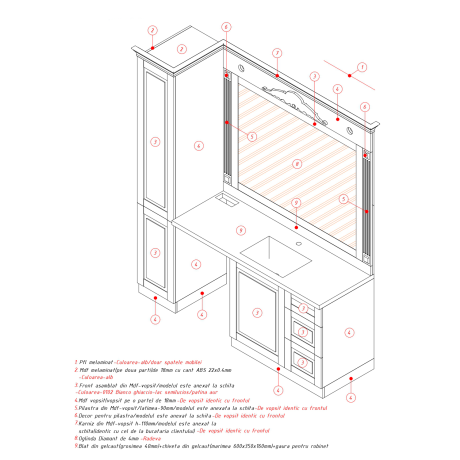 Mobilier pentru baie din MDF vopsit ,,Tarragona"-4