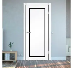 Ușă interior Korfad Legacy Albă cu sticlă Neagră-2