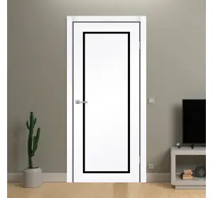 Ușă interior Korfad Legacy Albă cu sticlă Neagră-3