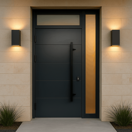 Ușă de exterior premium cu furnir natural GRAFIT-1