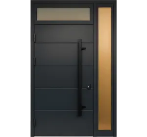 Ușă de exterior premium cu furnir natural GRAFIT-2