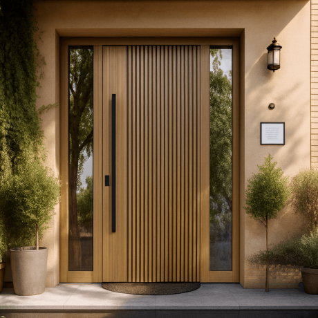 Ușă de exterior premium cu furnir natural WOOD LINE-1