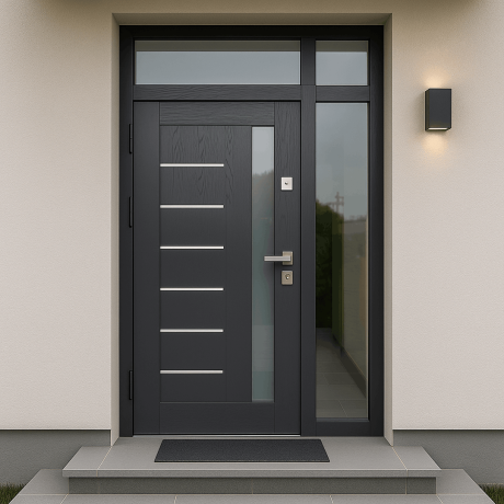 Ușă de exterior premium cu furnir natural LINEA-1