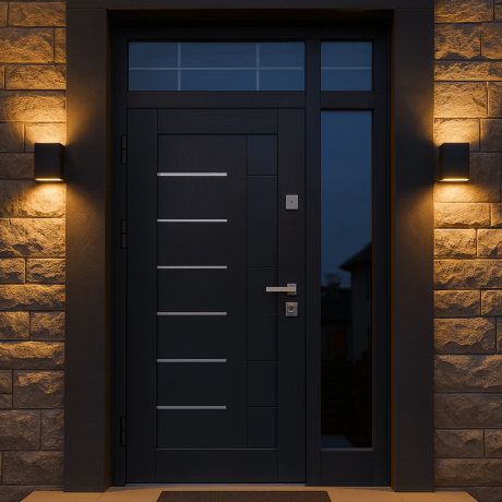 Ușă de exterior premium cu furnir natural LINEA-3