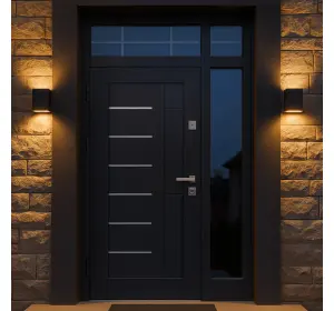 Ușă de exterior premium cu furnir natural LINEA-3