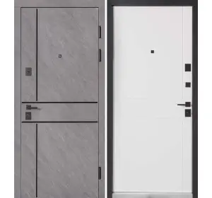 Ușă intrare apartament Ultra Kvadro 540-249 Piatră tăiată / Alb mat
